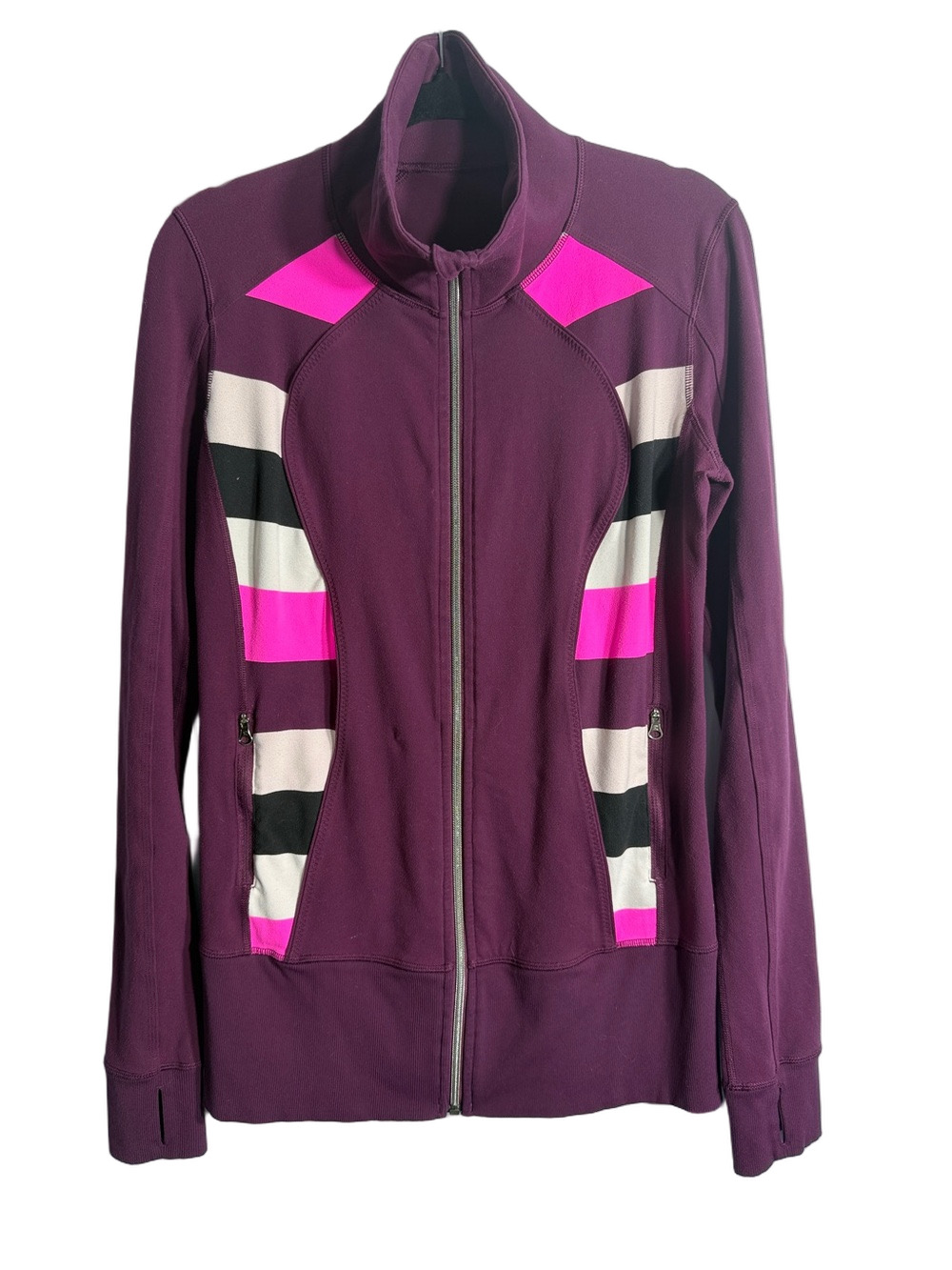 Lululemon Nice Asana Jacket Raspberry POW Stripe  Size 6